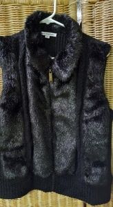 MERCER Street Studio Vest Faux Fur & Sweater Size Petite/PXL Full Zip ELEGANT